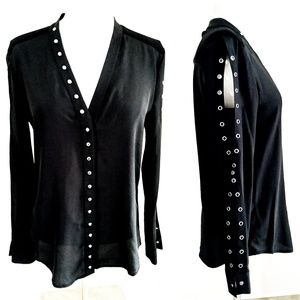 Chelsea and Walker Black Grommet Blouse